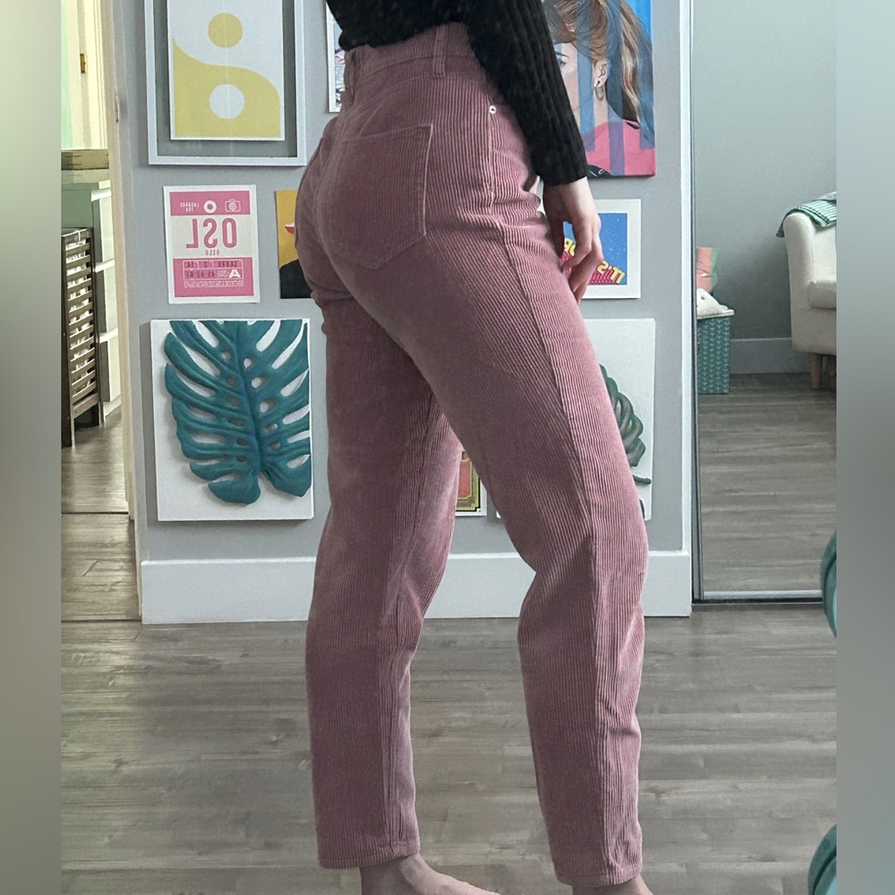 Pink Corduroy Mom Fit Straight Leg Pants - Picture 2 of 3